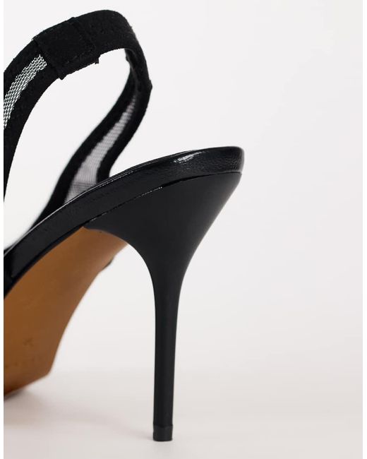 TOPSHOP Black Arrow Sling Back Mesh Heeled Shoe