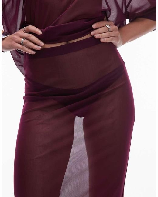 ASOS Red Maxi Sheer Mesh Skirt