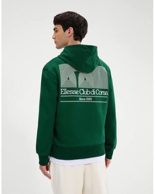 Ellesse Green Club Di Corsa Long Sleeve Graphic Hoodie for men