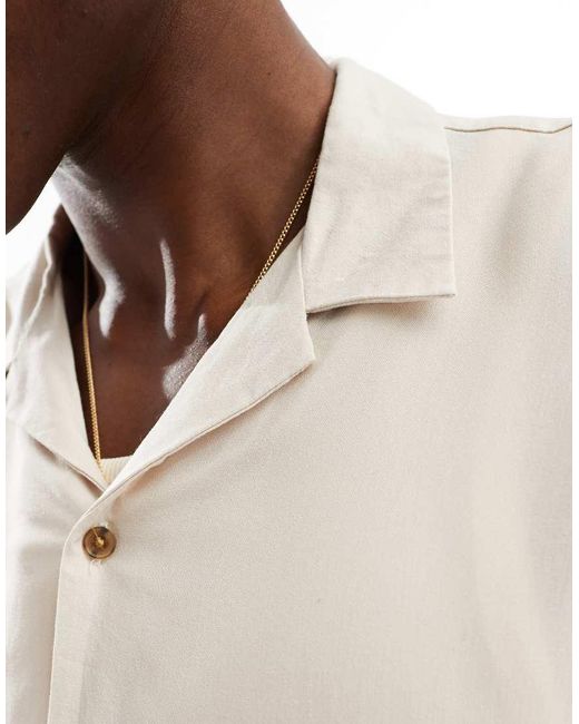 Jack & Jones Natural Revere Collar Short Sleeve Shirt for men