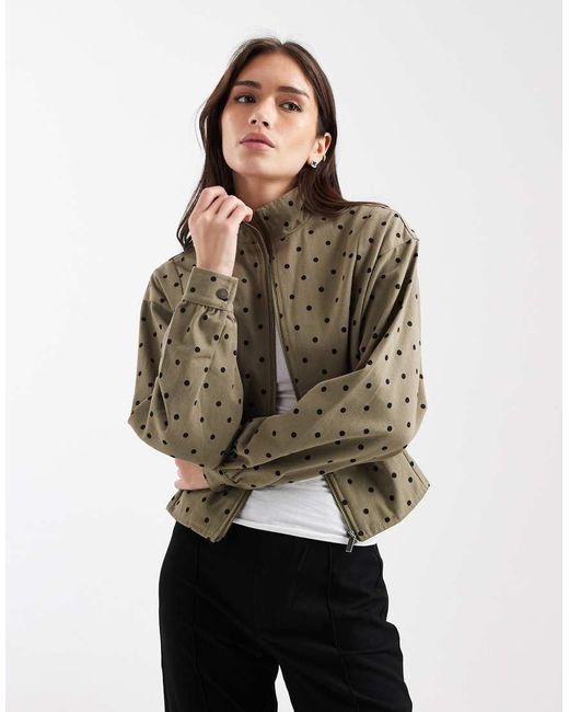 Daisy Street Multicolor Mock Neck Cinched Twill Jacket