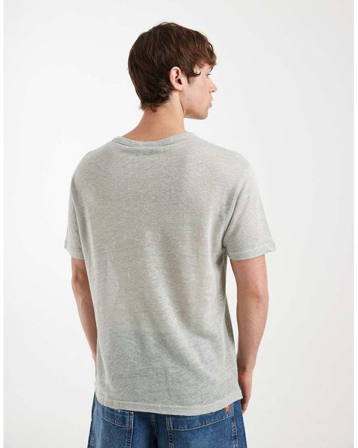 ASOS Gray Regular Fit Pure Linen T-shirt for men