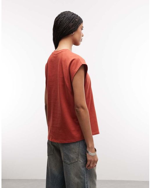 ASOS Red Raglan Sleeve Heavyweight Boxy Crop Tee