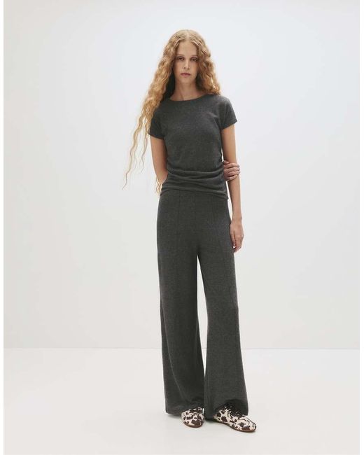 Pull&Bear Gray Knit Wide-leg Trousers