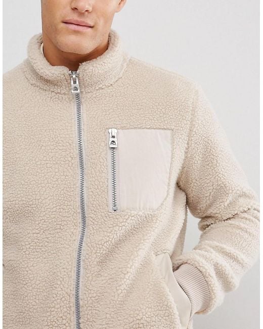 Lyst - Esprit Teddy Fleece Jacket in Natural for Men