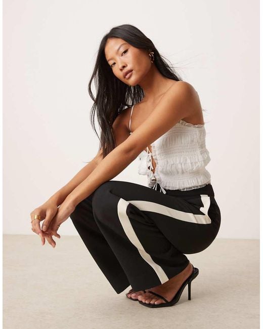 Nobody's Child Petite Black Paulina Side Stripe Wide Leg Trousers