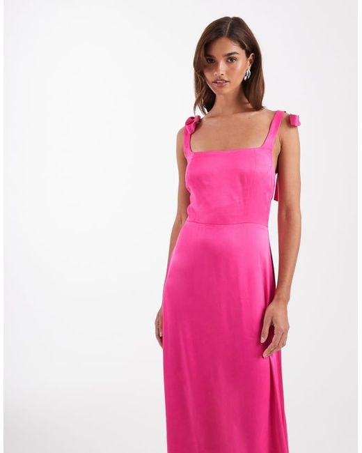 Maids To Measure Pink Bridesmaid Tie Shoulder Maxi Dress