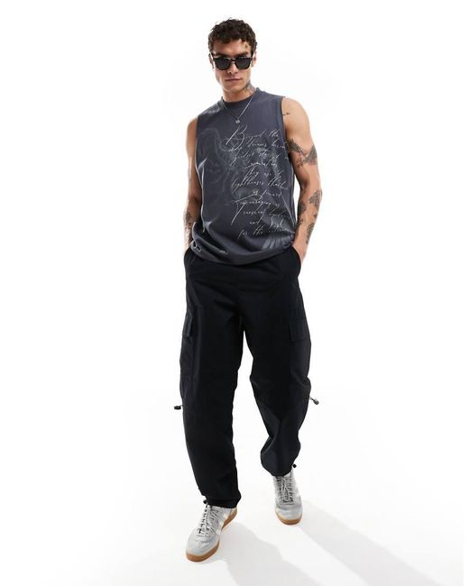 Top Senza Maniche Comodo Con Stampa Grunge di ASOS in Blue da Uomo
