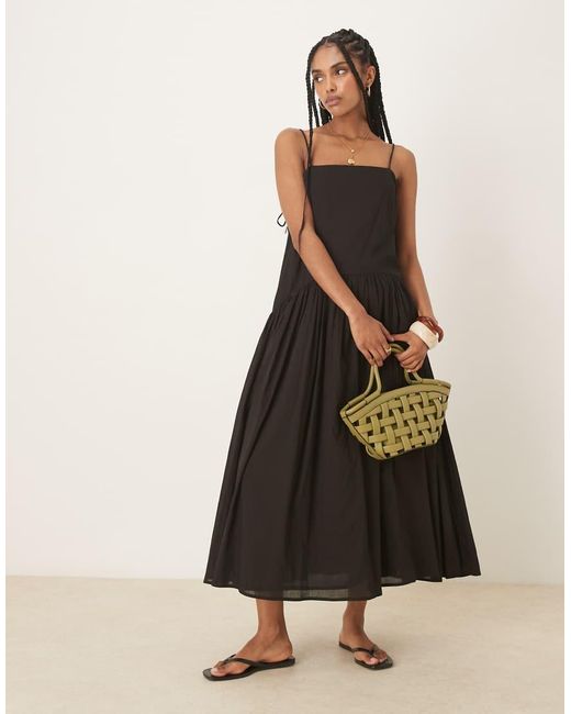Vestito Lungo Con Vita Scesa di ASOS in Black