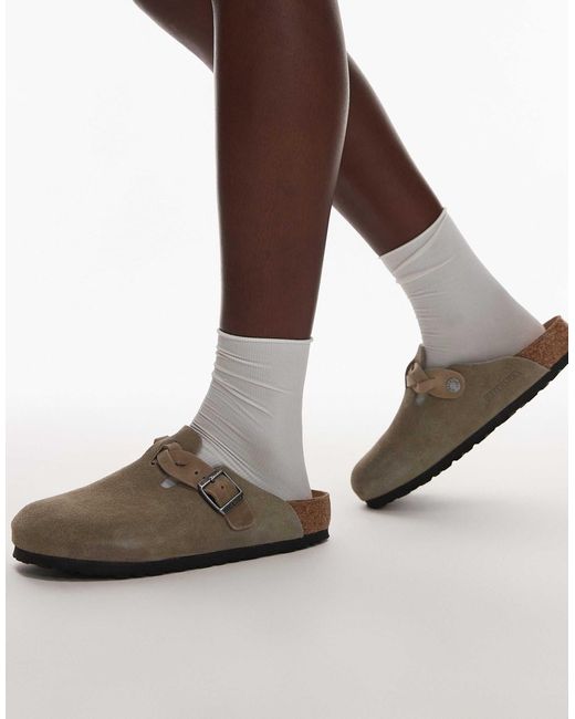 Birkenstock Brown – boston – clogs aus wildleder