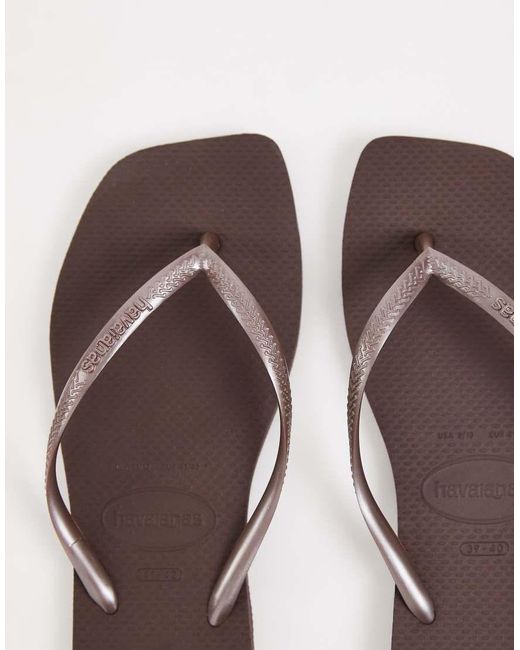 Havaianas Brown Slim Square Toe Flip Flops