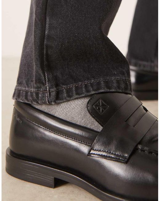 Calvin Klein Black Essential Penny Loafer Brand Detail for men