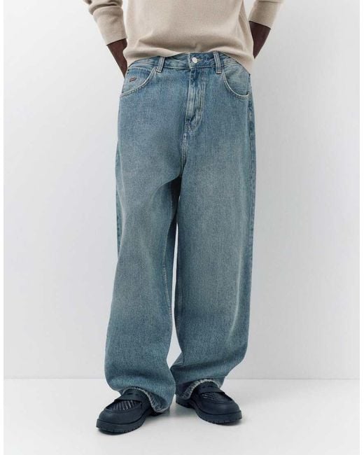 Pull&Bear Blue Relaxed Fit baggy Jeans for men