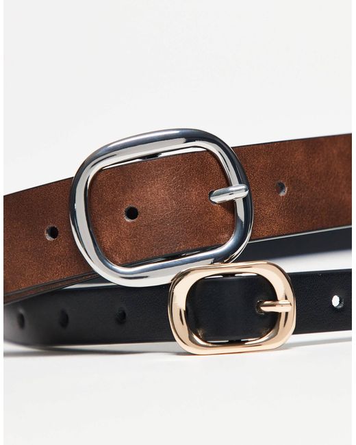 ASOS Black Waist And Hip 2 Pack Skinny And Wide Jeans Belt