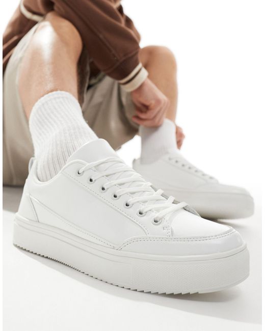 London Rebel White Lace Up Trainers for men