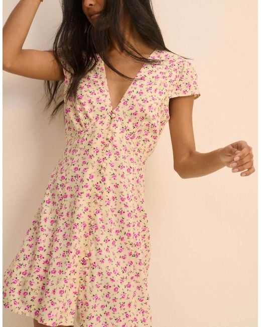 Nobody's Child Natural Ditsy Floral Avery Mini Dress