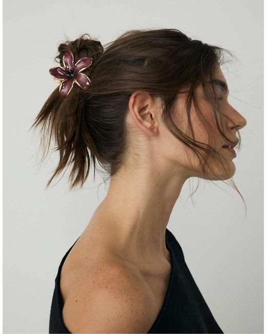 Stradivarius Red Pack Of 3 Floral Hair Clips