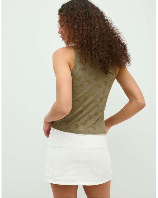 Stradivarius Green Sleeveless Qipao Style Top