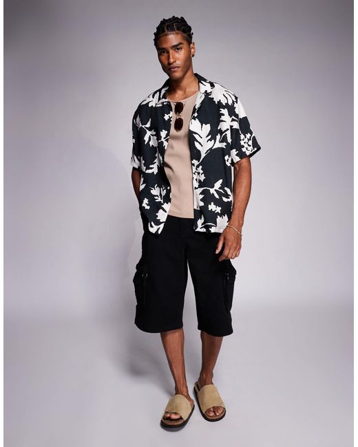 Bershka Blue Textured Printed Shirt for men