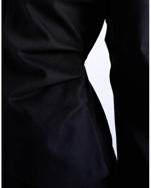 Top Con Cuello De Pico Y Mangas Ovoides De TOPSHOP de color Blue