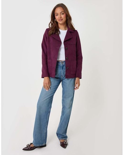 Threadbare Purple Faux Suede Blazer