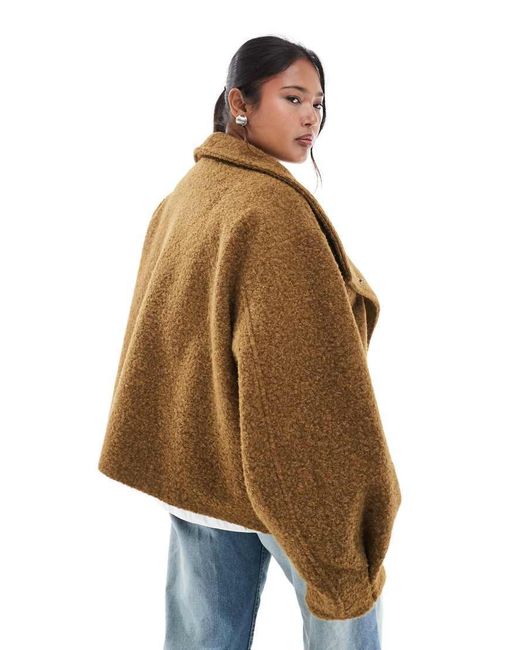 Chaqueta Verde Extragrande Con Cuello Alzado De Tejido Cálido De Asos Design Curve ASOS de color Brown