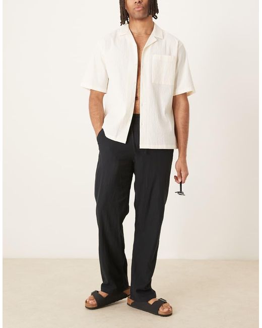 SELECTED Black Brody Loose Fit Linen Trouser for men