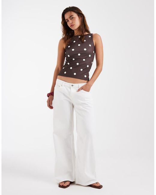 Vero Moda White Square Neck Vest Top