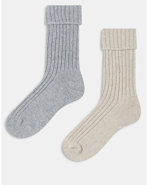 ASOS White 2 Pack Wool Boot Ankle Socks