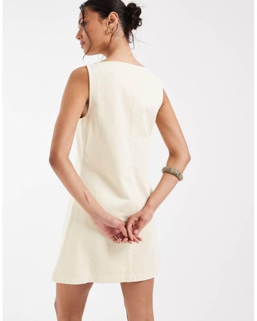 ASOS White Denim Fit And Flare Mini Dress