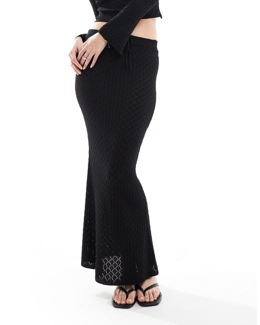 ASOS Black Pointelle Knitted Maxi Skirt Co Ord