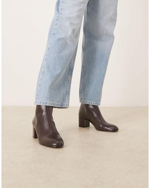 Mango Blue Zip Detail Heeled Ankle Boot