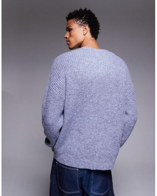 ASOS Blue Relaxed Knitted Crew Neck Jumper for men