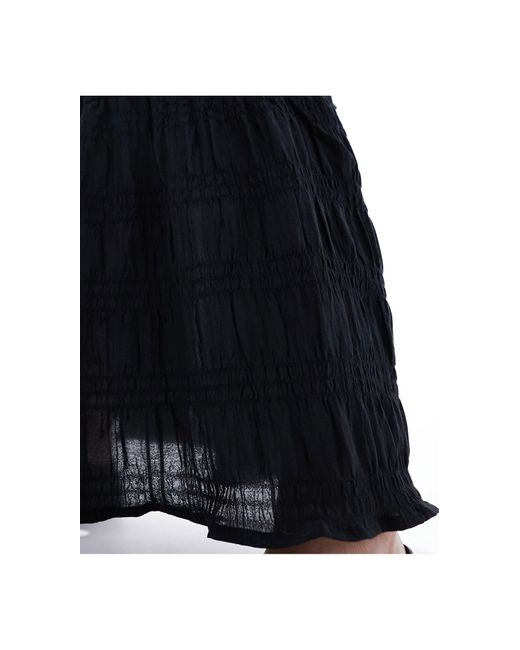 Pieces Black Textured Tiered Maxi Skirt