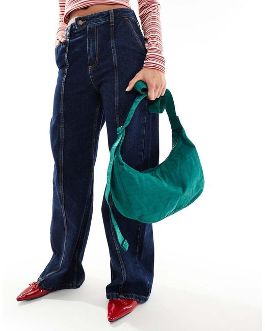 Baggu Green 8" X 13.75" Medium Nylon Crescent Bag