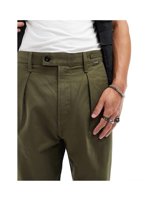 G-Star RAW Green Pleated Relaxed Fit Chino for men