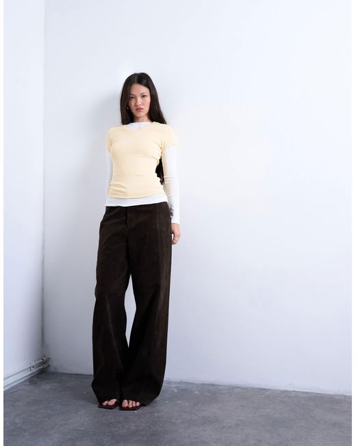 TOPSHOP White V-neck Double Layer Long Sleeve Top