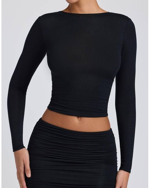 Oh Polly Blue Jersey Boat Neck Fitted Long Sleeve Top Co-ord