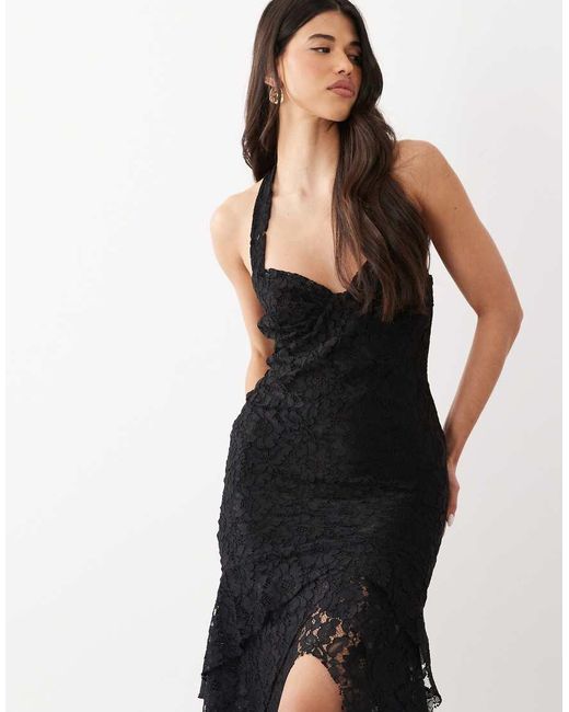 ASOS Black Lace Fishtail Maxi Dress With Sweetheart Bust