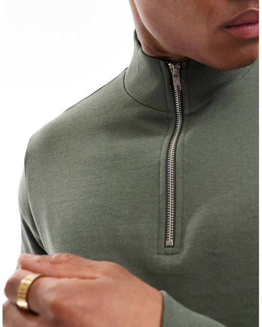 ASOS Green Sweatshirt With Half Zip for men