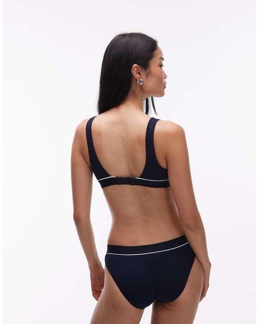 Lacoste Blue Logo Contrast Triangle Bra