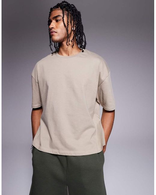 Camiseta Beis De Corte Cuadrado Extragrande Con Estampado Gráfico Cósmico De -Neutro ASOS de hombre de color Natural