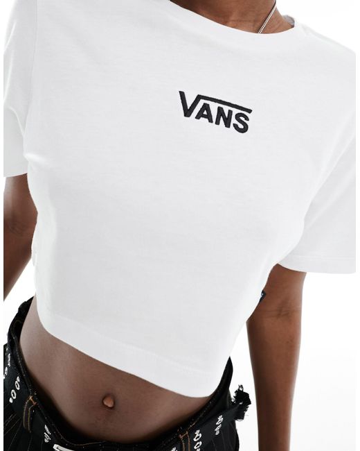 Vans White Flying V Logo Cropped T-shirt
