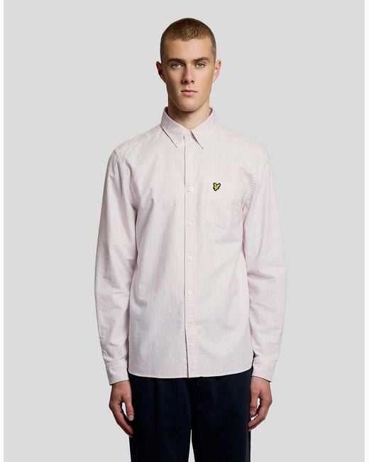 Lyle & Scott White Tonal Eagle Plain Oxford Shirt for men