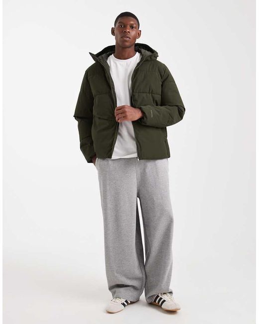 Jack & Jones Green Hooded Puffer Jacket for men