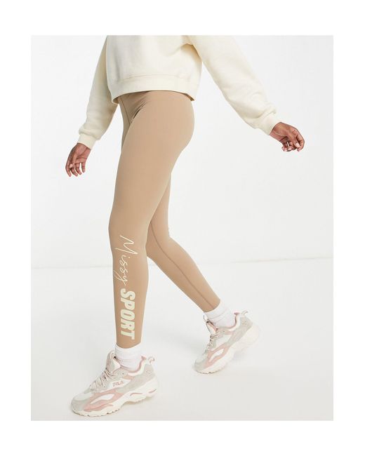 Missy Empire Sport Ruched Bum Gym Leggings In Brown White Lyst 