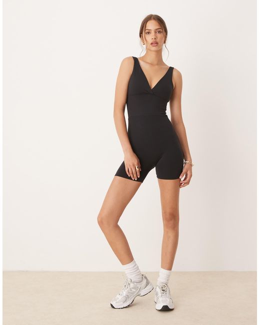 Tala Black Dayflex Built-in Support V Neck Unitard
