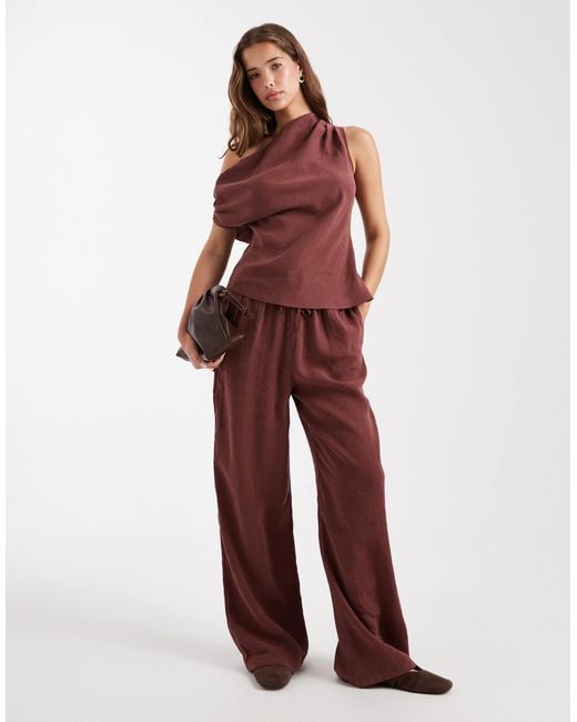 ASOS Red Tie Waist Straight Leg Co-Ord Trouser