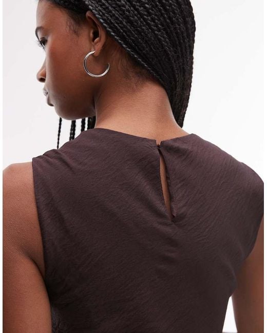 Mango Brown Midi Dress With Soft Bubble Hem