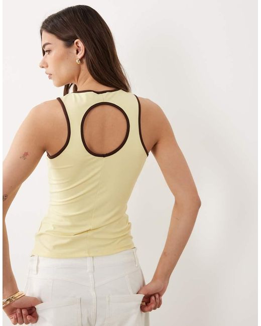 ASOS Green Cut Out Detail Racer Tank With Contrast Binding